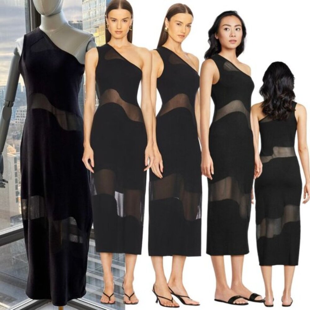 🆕 CULT GAIA 🧿 NWOT Kalila Black Knit Midi Dress, Sz M